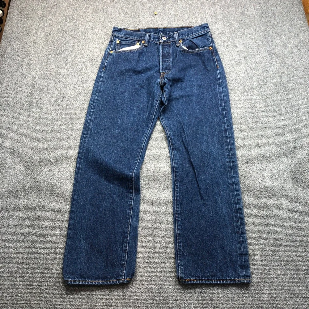Levis 501 Original Fit Mens Dark Wash Straight Leg Button Fly Jeans W33 L31